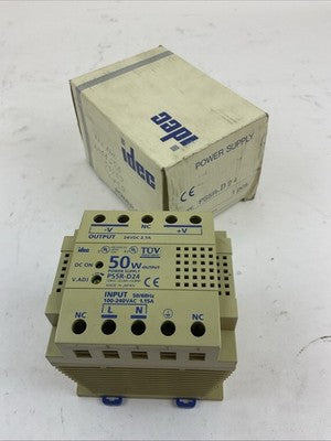 IDEC PS5R-D24 POWER SUPPLY OUTPUT 24VDC 2.1A INPUT 100-240VAC 50/60HZ 1.15A0