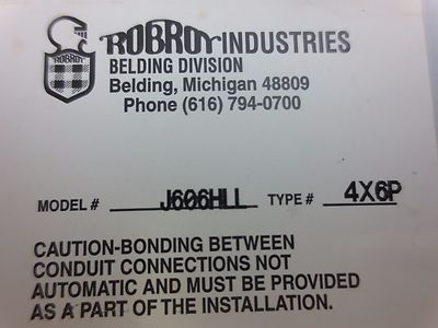 ROBROY / BELDING J606HLL - TYPE 4X6P INDUSTRIAL CONTROL ENCLOSURE PANEL  6" x 4"1