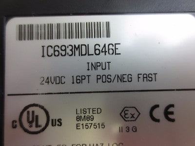 GE FANUC IC693MDL646E INPUT MODULE 24VDC 16PT POS/NEG LOGIC1