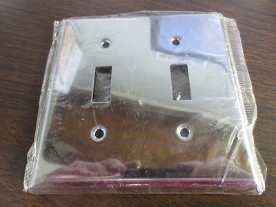 CHROME-PLATED 2 GANG LIGHT SWITCH COVER / WALL PLATE - LOT of 5 - NEW SURPLUS0