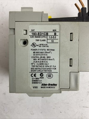 ALLEN BRADLEY 193-ED1CB SER B 1.0-5.0A OVERLOAD RELAY2
