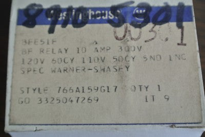 WESTINGHOUSE BFE51F INDUSTRIAL CONTROL RELAY, TYPE BF 300V, 10A - NEW SURPLUS4