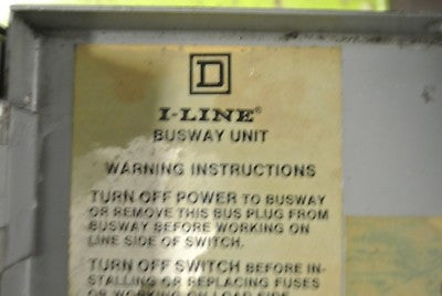 SQUARE D PQ36030G I-LINE BUSWAY UNIT / BUS PLUG - 600V, 30A3