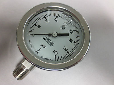 McDANIEL CODE KH 0-400 psi GAUGE 2-1/2" 1/4" NPT - LIQUID-FILLED - 316SS0