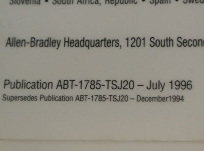 ALLEN-BRADLEY ABT-1785-TSJ20 / TROUBLESHOOTING GUIDE / 1785 PLC-5 1