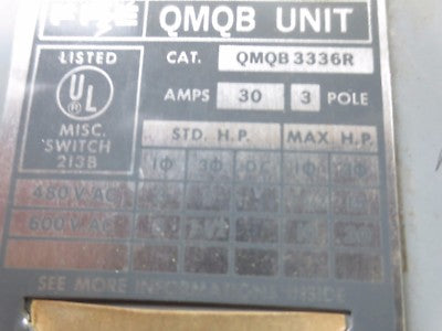 FPE / FEDERAL PACIFIC QMQB-3336R TWIN PANEL SWITCH - 480/600VAC, 30A, 3-POLE1