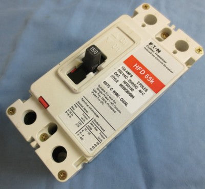 CUTLER-HAMMER HFD2150 MCCB BREAKER HFD 65k 150A 600VAC 250VDC 2-POLE RECONDITION0