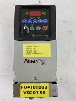 ALLEN BRADLEY 22B-D1P4N104 AC DRIVE SER A FRN: 6.02 POWER FLEX 40 0.4kW/0.5HP0
