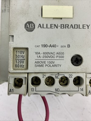 ALLEN BRADLEY STARTER 190-A40 120V COIL 190-P060 190-CPS40* 190-A11-11 190-T11-1