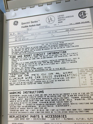 GE ADS32030HD SPECTRA FUSIBLE SWITCH UNIT - 30A 240V 3-POLE - NEW SURPLUS6