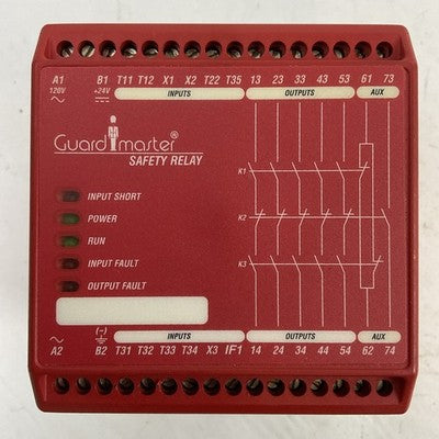 ALLEN BRADLEY 440R-ZBR520AZ1 SER A 120VAC 24VDC GUARD MASTER SAFETY RELAY0