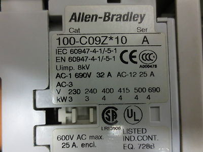 ALLEN-BRADLEY 190S-ANDJ2-CC10C / 140M-C2E-C10 / 100-C09Z*10 STARTER CONTACTOR3