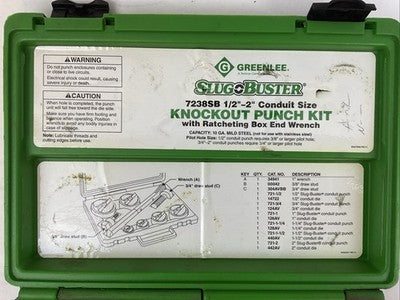 GREENLEE 7238SB 1/2"-2" CONDUIT SIZE KNOCKOUT PUNCH KIT W/ RATCHETING BOX END2