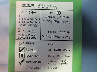 PHOENIX CONTACT MCR-f-UI-DC MCR FREQUENCY MEASURING TRANSDUCER, PROGRAMMABLE1