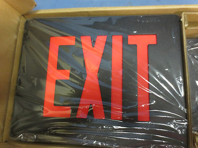 PRESCOLITE GC1REB GC SERIES CAST ALUMINUM LED EXIT SIGN - RED LETTERS on BLACK0