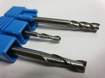 RAPIDKUT CUTTING TOOLS, LOT of 3 END MILLS 3/16" 4F SE, 1/8" 2F SE BE, 3/16" 2E.0