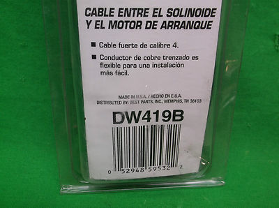 DURALAST DW419B SWITCH TO STARTER BATTERY CABLE - 4-GAUGE CABLE - 19" OAL3