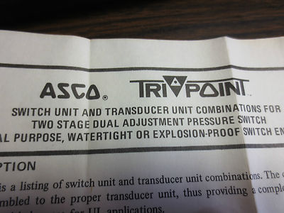 ASCO SC41B SWITCH UNIT & TRANSDUCER COMBO for 2-STAGE DUAL ADJ. PRESSURE SWITCH9