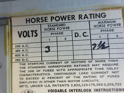 I-T-E V7E2611LR VACU-BREAK PANELBOARD SWITCH UNIT 600V 30-30A - NEW SURPLUS5
