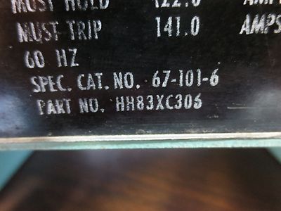 HEINEMANN CJ3-G3-DU / HH83XC306 CIRCUIT BREAKERS 240VAC 60Hz 122A - (2) on RACK2