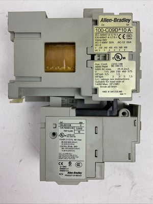 ALLEN BRADLEY STARTER(100-C09D*10 CONTACTOR 24VDC COIL+193-ED1CB RELAY 1.0-5.0A)3