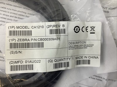 ZEBRA CB000309A01 REV B CA1210 POWER CABLE1