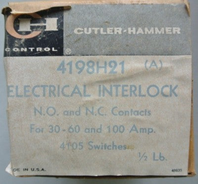 CUTLER-HAMMER 4198H21 ELECTRICAL INTERLOCK for 30-60 and 100A 4105 - NEW SURPLUS1