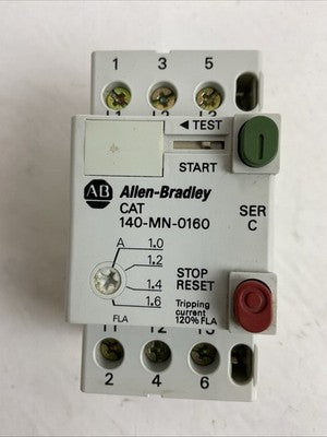 ALLEN BRADLEY 140-MN-0160 SER C 2.5A 600V 3PH 1.5HP MANUAL STARTER0