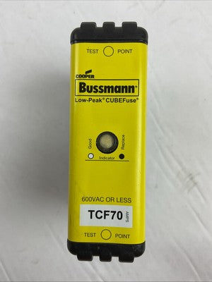 BUSSMANN LCF70 LOW-PEAK CURRENT LIMITING CUBE FUSE 70AMP 600VAC 300VDC0