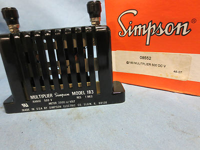 SIMPSON 08552 183 MULTIPLIER RESISTOR 500 DC V - NEW in BOX - RES. 1 MEG0