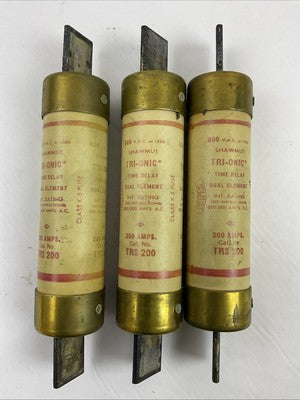 SHAWMUT TRS200 TRI-ONIC TIME DELAY DUAL ELEMENT 600VAC 200AMP FUSE (LOT OF 3)0