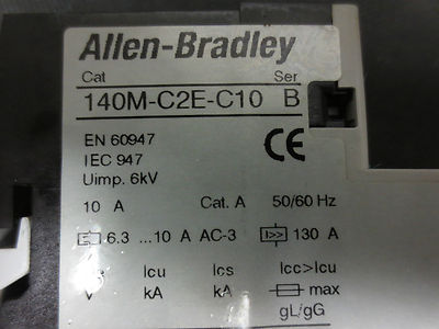 ALLEN-BRADLEY 190S-ANDJ2-CC10C / 140M-C2E-C10 / 100-C09Z*10 STARTER CONTACTOR2