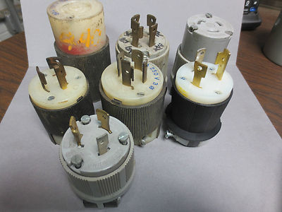 MIXED LOT of 7 HUBBELL & ARROW-HART 3- & 4-PRONG PLUGS and RECEPTACLES0