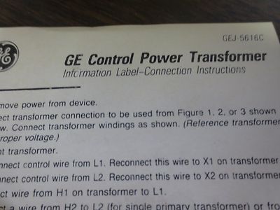 GENERAL ELECTRIC CR308XT123A TRANSFORMER KIT for 200/300 STARTERS 220/208V PRIM.6