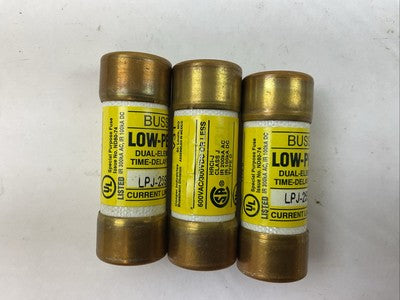 BUSS LPJ-25SP LOW-PEAK DUAL-ELEMENT TIME DELAY FUSE 25A 600VAC 300VDC (LOT OF 3)0