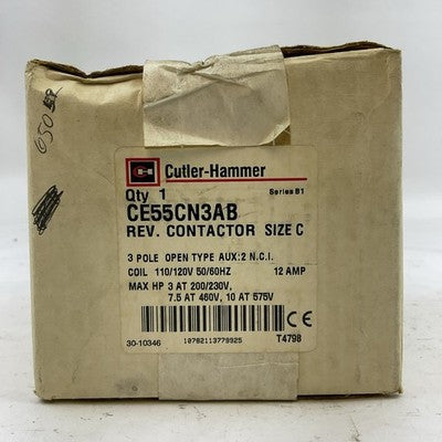 CUTLER HAMMER CE55CN3AB SIZE C SERIES B1 REVERSING CONTACTOR  COIL 110/120V0