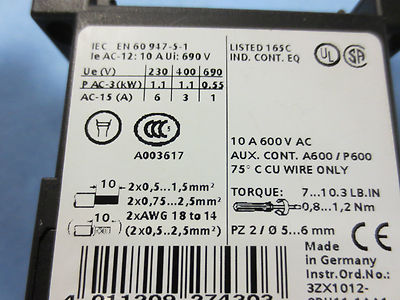 SIEMENS 3RH1122-1BB40 CONTACTOR COIL 24 VDC with 3RT1916-1JJ001