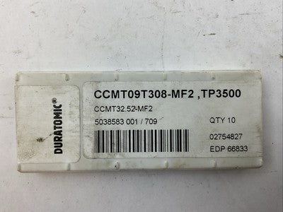 SECO CCMT09T308-MF2 TP3500 CCMT32.52-MF2 CARBIDE INSERT (BOX OF 5)2