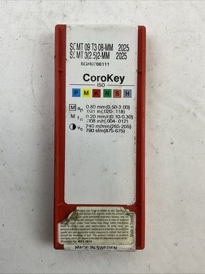 SANDVIK SCMT 09 T3 08-MM 2025 SCMT 3(2.5) 2-MM 2025 CARBIDE INSERT (BOX OF 8)2