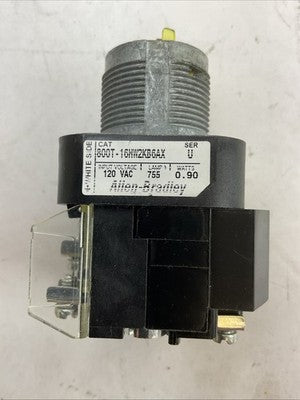 ALLEN BRADLEY 800T-16HW2KB6AX SER U 120VAC 0.90WATTS ILLUMINATED SELECTOR SWITCH0