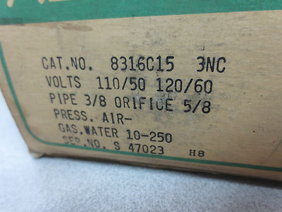 ASCO 8316C15 SOLENOID VALVE 110/120 50/60 3/8 PIPE 5/8 ORIFICE 10-250 psi - NEW6