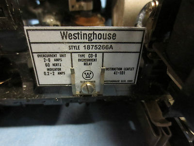 WESTINGHOUSE 1875266A TYPE CO-8 OVERCURRENT RELAY1