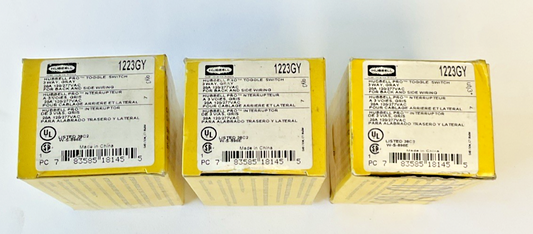 HUBBELL 1223GY TOGGLE SWITCH 3POS. 20A 120/277VAC ***LOTOF3***0