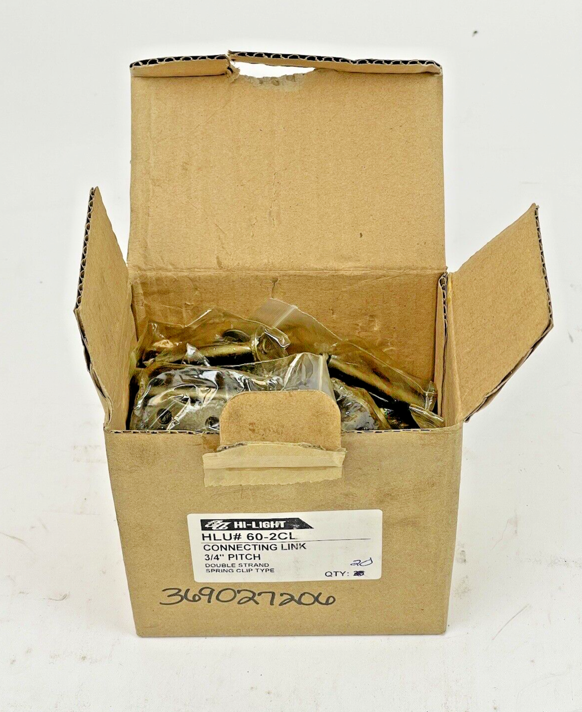 BOX OF 20 - HLU# 60-2CL - CONNECTING LINK 3/4" PITCH - DOUBLE STRAND SPRING CLIP3