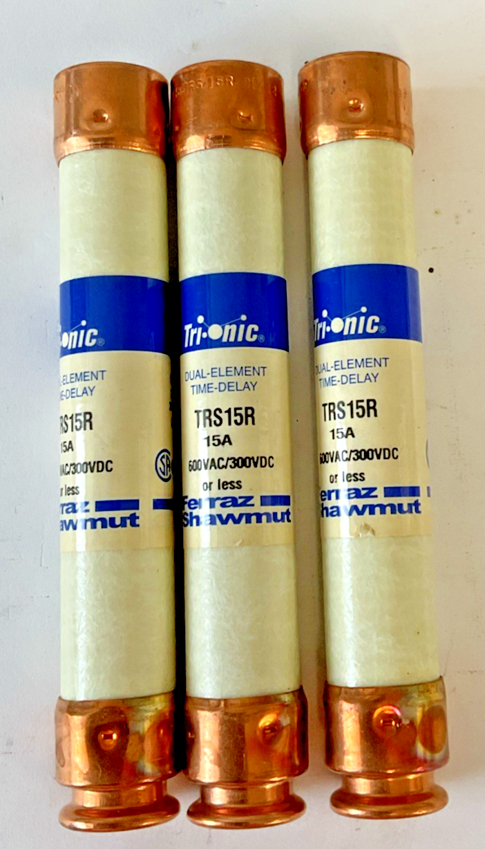 FERRAZ SHAWMUT TRS15R FUSE 15A 600VAC/300VDC RK5 ***LOTOF3***0