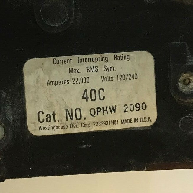 WESTINGHOUSE QPHW2090 CIRCUIT BREAKER 120/240VAC 2POLE 90AMP5