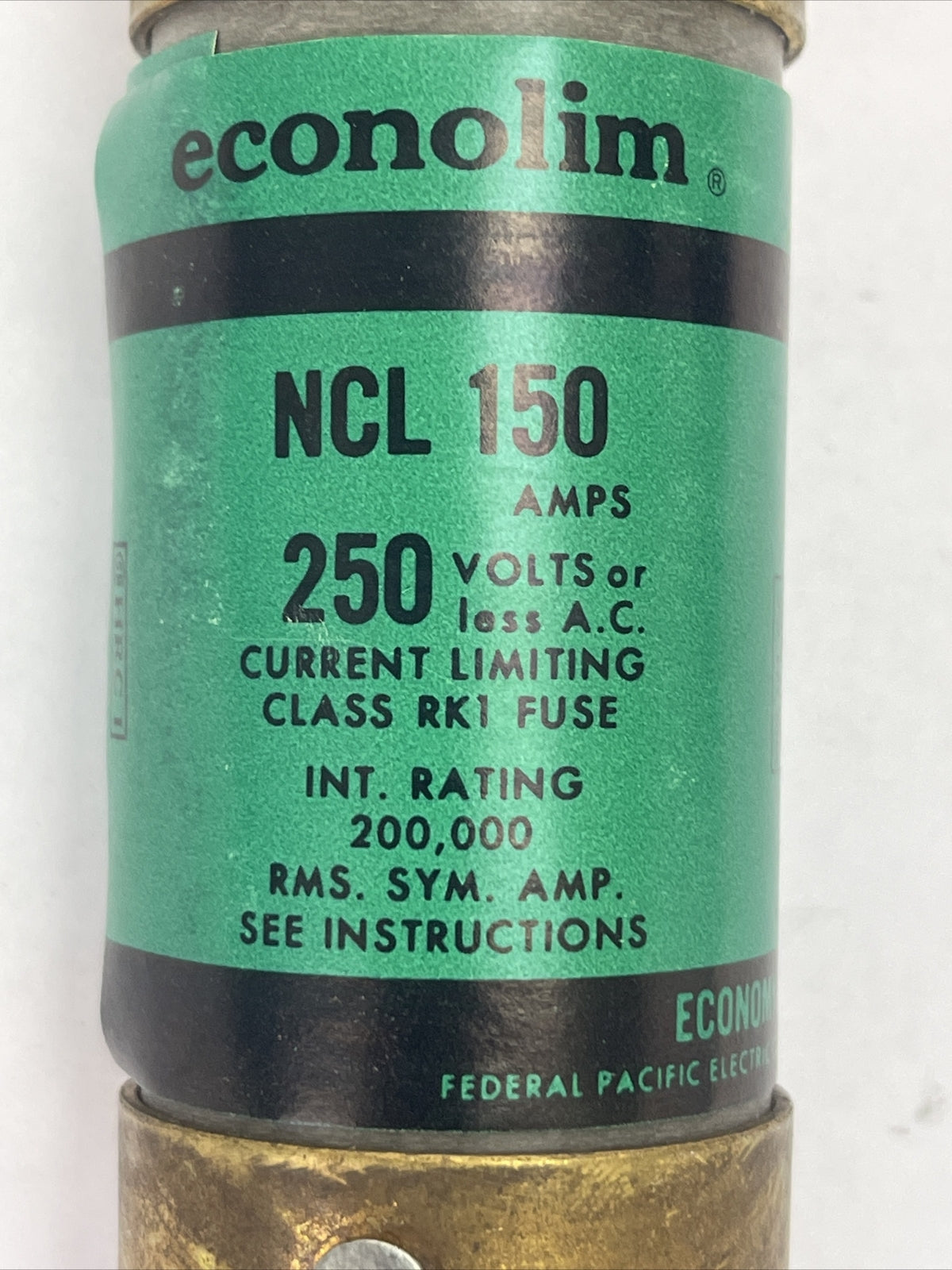 ECONOMY NCLR-150 ECONOLIM 150AMP 250VAC CURRENT LIMITING CLASS RK1 FUSE1