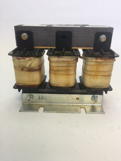 TCI KLR18CTB THREE PHASE LINE REACTOR 600V 60HZ 18A 3PH 24.0V. IZ @ 18A 6