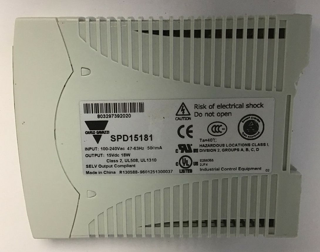 CARLO GAVAZZI SPD15181 AC/DC CONVERTER 100-240VAC 15VDC-1.2A 47-63HZ 500MA1