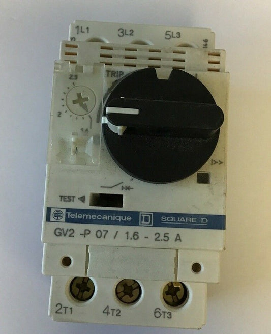 TELEMECANIQUE GV2-P07 MOTOR STARTER 1.6-2.5A 1 1/2HP 600VAC0